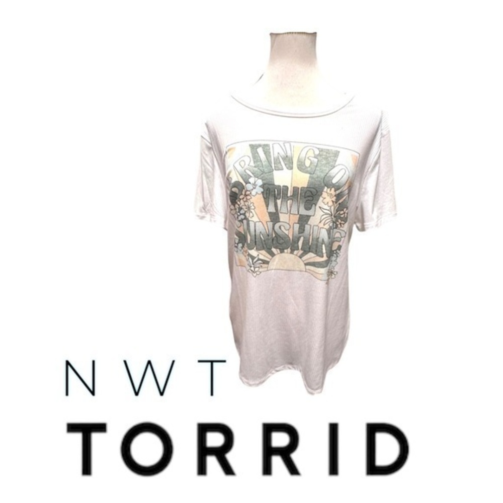 🆕 NWT torrid 1 Hippie Flower Child Super Soft Ribbed Crew Neck Tee 1X